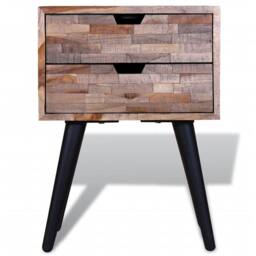 Berkfield Home Nightstand with 2 Drawers Reclaimed Teak Wood in Brown - thumbnail 7