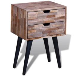 Berkfield Home Nightstand with 2 Drawers Reclaimed Teak Wood in Brown - thumbnail 2