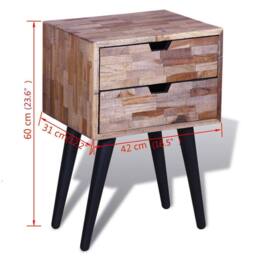 Berkfield Home Nightstand with 2 Drawers Reclaimed Teak Wood in Brown - thumbnail 9