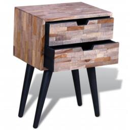 Berkfield Home Nightstand with 2 Drawers Reclaimed Teak Wood in Brown - thumbnail 5