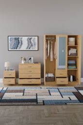 Home Discount Vida Designs 3Pc Bedroom Set 2Bedside, 4 Drawer Chest, Mirror Wardrobe in Brown - thumbnail 3