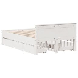 Berkfield Home Bed Frame without Mattress with Headboard White 135x190 cm Double Solid Wood Pine - thumbnail 6