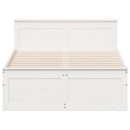 Berkfield Home Bed Frame without Mattress with Headboard White 135x190 cm Double Solid Wood Pine - thumbnail 4