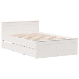 Berkfield Home Bed Frame without Mattress with Headboard White 135x190 cm Double Solid Wood Pine - thumbnail 3