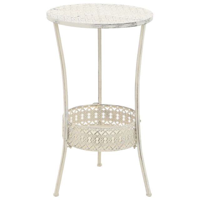 Berkfield Home Bistro Table Vintage Style Round Metal 40x70 cm White - image 1