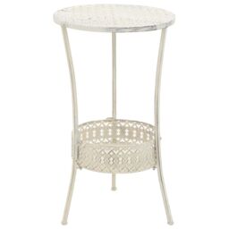 Berkfield Home Bistro Table Vintage Style Round Metal 40x70 cm White - thumbnail 1