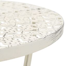 Berkfield Home Bistro Table Vintage Style Round Metal 40x70 cm White - thumbnail 3