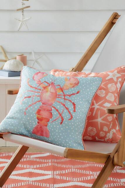 Fusion 'Lobster' Outdoor Water & UV Resistant Garden Filled Bench Cushion in Orange - Size: 43 cm x 43 cm - image 1