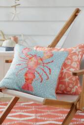 Fusion 'Lobster' Outdoor Water & UV Resistant Garden Filled Bench Cushion in Orange - Size: 43 cm x 43 cm - thumbnail 1