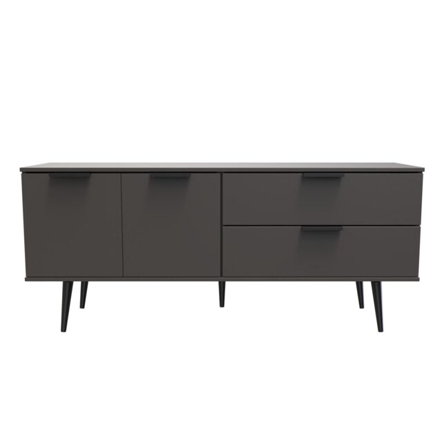 Ready Assembled 2 U Fuji 2 Drawer 2 Door Wide Sideboard (Ready Assembled) in Dark Grey - image 1