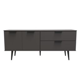 Ready Assembled 2 U Fuji 2 Drawer 2 Door Wide Sideboard (Ready Assembled) in Dark Grey - thumbnail 1