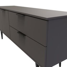 Ready Assembled 2 U Fuji 2 Drawer 2 Door Wide Sideboard (Ready Assembled) in Dark Grey - thumbnail 4