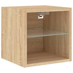 Berkfield Home TV Wall Cabinet with LED Lights Sonoma Oak 30x28.5x30 cm in Light Tan - thumbnail 7