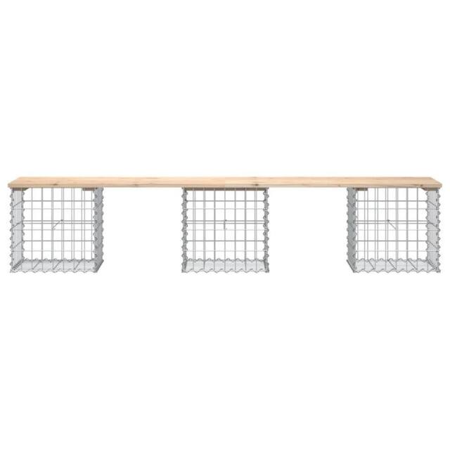 Berkfield Home Beautiful Garden Bench Gabion Design 203x44x42 cm Solid Wood Pine in Light Tan - Size: 203 x 44 x 42 cm - image 1