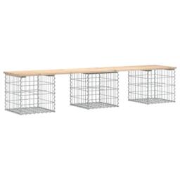 Berkfield Home Beautiful Garden Bench Gabion Design 203x44x42 cm Solid Wood Pine in Light Tan - Size: 203 x 44 x 42 cm - thumbnail 3