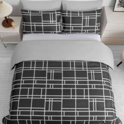 Grace Premium Microfiber Duvet Cover Set Lightweight & Breathable in Black - Size: Double - thumbnail 3