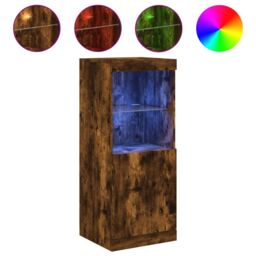 Berkfield Home Sideboard with LED Lights Smoked Oak 41x37x100 cm in Brown - Size: 41 x 37 x 100 cm - thumbnail 2