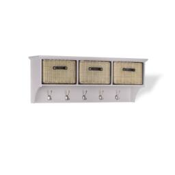 Statement Furniture Tetbury Large Coat Rack Hanging Shelf with 3 Brown Storage Baskets in Taupe - thumbnail 3