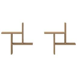 Berkfield Home Wall Shelves 2 pcs Artisian Oak 38x12x38 cm Engineered Wood in Brown - Size: 38 x 12 x 38 cm - thumbnail 4