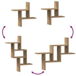 Berkfield Home Wall Shelves 2 pcs Artisian Oak 38x12x38 cm Engineered Wood in Brown - Size: 38 x 12 x 38 cm - thumbnail 7