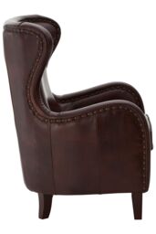 Orsina Dark Coffee Leather Armchair, Accent Chair, Leather Upholstered Lounge Chair, Wingback Ocassional Chair in Brown - thumbnail 4