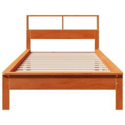 Berkfield Home Bookcase Bed Frame Wax Brown 90x190 cm Single Solid Wood Pine - thumbnail 4