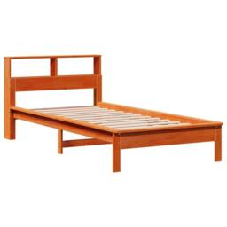 Berkfield Home Bookcase Bed Frame Wax Brown 90x190 cm Single Solid Wood Pine - thumbnail 3