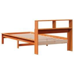 Berkfield Home Bookcase Bed Frame Wax Brown 90x190 cm Single Solid Wood Pine - thumbnail 6