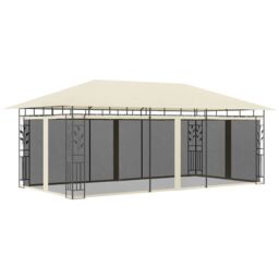 Berkfield Home Gazebo with Mosquito Net 6x3x2.73 m Cream in Beige - thumbnail 1