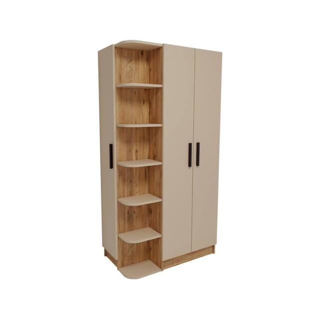 Destina Home Linda Compact Wardrobe with Cabinets & Shelves - Left in Beige - Size: 3 Pack - image 1