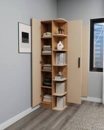Destina Home Linda Compact Wardrobe with Cabinets & Shelves - Left in Beige - Size: 3 Pack - thumbnail 5