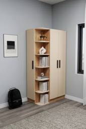 Destina Home Linda Compact Wardrobe with Cabinets & Shelves - Left in Beige - Size: 3 Pack - thumbnail 7