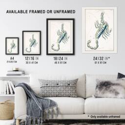 "Artery8 Astronomical Chart illustration of Scorpio Hall Framed Wall Art Print in White - Size: W12"" x H16""" - thumbnail 3