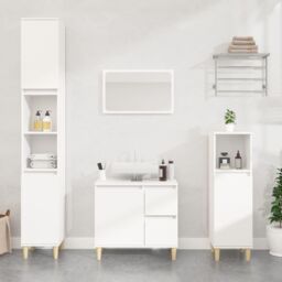 Berkfield Home Bathroom Cabinet White 30x30x100 cm Engineered Wood - Size: 30 x 30 x 100 cm - thumbnail 1