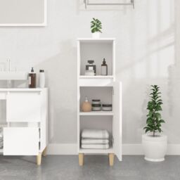 Berkfield Home Bathroom Cabinet White 30x30x100 cm Engineered Wood - Size: 30 x 30 x 100 cm - thumbnail 3