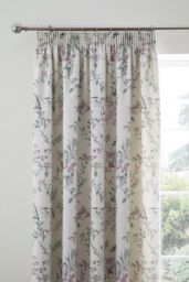 Dreams & Drapes 'Jazmine' 100% Cotton Floral Print Pair of Pencil Pleat Curtains With Tie-Backs in Lavender - Size: 168 cm width x 229 cm drop - thumbnail 4