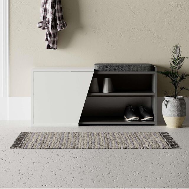 Decortie Fiona' Shoe Bench with Storage Unit 104.6cm in White - Size: 1 Pack - image 1