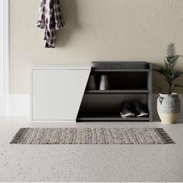 Decortie 'Fiona' Modern Shoe Storage Bench Cushioned Seat 104.6cm in White - Size: 1 Pack