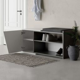 Decortie Fiona' Shoe Bench with Storage Unit 104.6cm in White - Size: 1 Pack - thumbnail 6