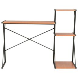 Berkfield Home Desk with Shelf Black & Brown 116x50x93 cm - Size: 116 x 50 x 93 cm - thumbnail 2