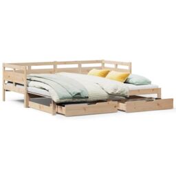 Berkfield Home Daybed with Trundle & Drawers without Mattress 90x190 cm Single in Brown - thumbnail 2