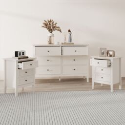 Melody Maison Large 6 Drawer Chest Of Drawers & Pair Of 3 Drawer Bedside Tables - Rowley Pale Cream Range - thumbnail 6