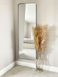 Downton Interiors Stunning Silver Rectangular Metal Frame Wall or Floor Standing Dressing Mirror 145cm x 45cm - Soho Collection - Size: XL - thumbnail 2