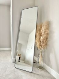 Downton Interiors Stunning Silver Rectangular Metal Frame Wall or Floor Standing Dressing Mirror 145cm x 45cm - Soho Collection - Size: XL - thumbnail 1