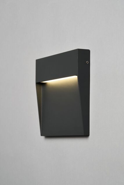 BHS Lighting Zak 16cm Square Outdoor Wall Light in Dark Grey - image 1