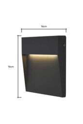 BHS Lighting Zak 16cm Square Outdoor Wall Light in Dark Grey - thumbnail 5