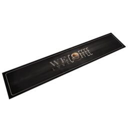 Berkfield Home Kitchen Rug Washable Coffee Text 60x300 cm Velvet in Black