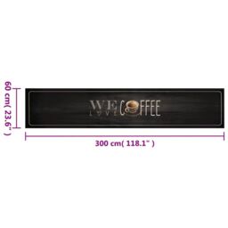 Berkfield Home Kitchen Rug Washable Coffee Text 60x300 cm Velvet in Black - thumbnail 5