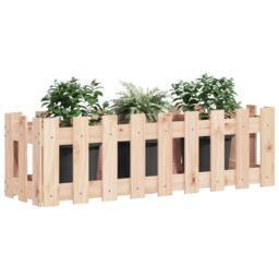 Berkfield Home Garden Raised Bed with Fence Design 100x30x30 cm Solid Wood Pine in Brown - Size: 100 x 30 x 30 cm - thumbnail 3