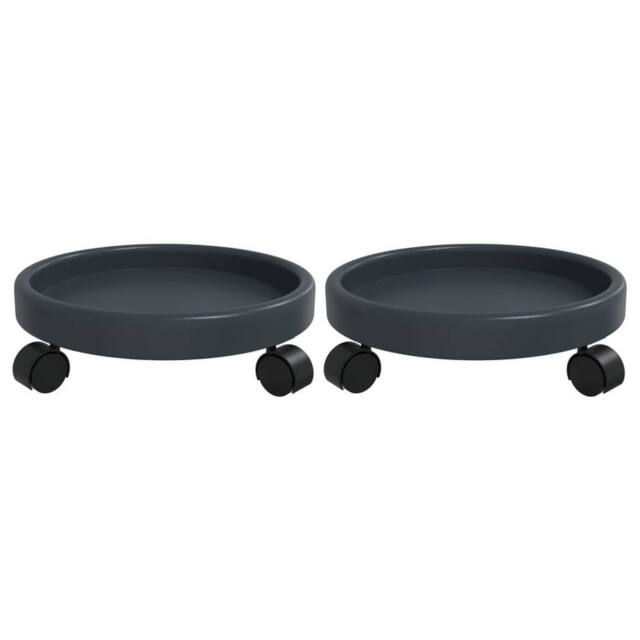 Berkfield Home Plant Trolleys with Wheels 2 pcs Grey Diameter 34 cm 35 kg - image 1